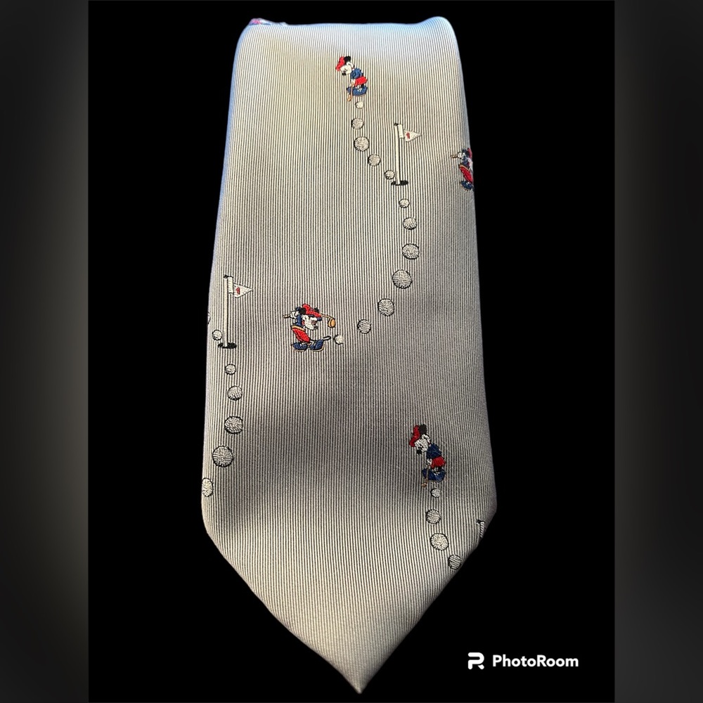 Vintage Balancine The Tie Works Silver Disney Mickey Mouse Neck Tie Made In USA